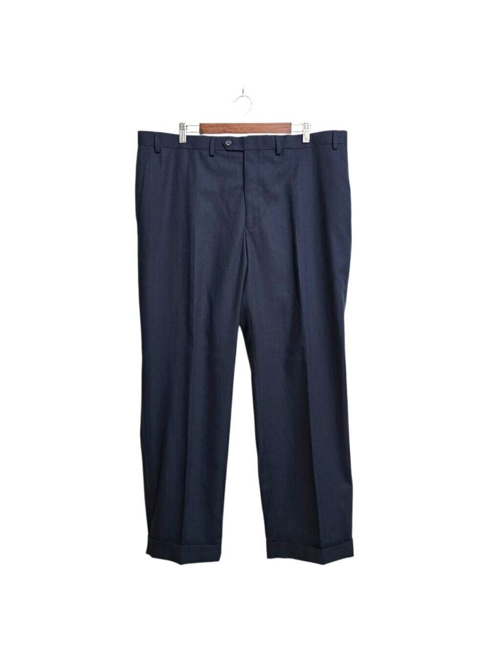 Ralph Ralph Lauren Navy Windowpane Straight Leg Cuffed Dress Pants Sz 42x29